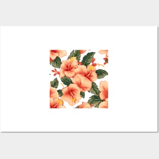 Hibiscus Flowers Pattern 3 Posters and Art